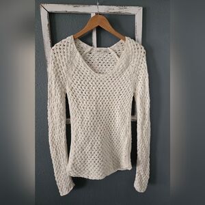 Old Navy White Lattice Open-Knit Long Sleeve Sweater - Size Medium (M)